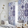 thumbnail image 5 of Blackout Kids Curtains,Blue Ethnic Geometric Patchwork Pattern Childrens Insulated Curtains Set Of 2,Bedroom Essentials,Toddler Room Decor 52x84in(132x213cm), 5 of 5