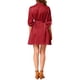 thumbnail image 3 of INSPIRE CHIC Vestido de Camisa con Botones y Cinturón de Cintura Plisada de Manga Corta S Rojo Vino, 3 of 7