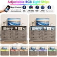thumbnail image 2 of Modern Rustic Antique Light 6-Drawer Dresser with Power Outlet, USB Charging Ports, Multi-Color LED Light - Scratch-Resistant MDF, Anti-Tip Safety, Spacious Storage for Bedroom, Living Room, Entryway, 2 of 6