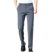 Dovford Men's Casual Pants Classic Fit Flat Front Pants Lightweight Elastic Waist Golf Trousers with Pockets