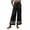 Black09, variant on Karymi Jean Shorts Womens Elastic Drawstring High Waist Wide Leg Pants, Solid Double Layer Hollow Eyelet Lace Trim Hem Full Length Trousers with Pockets Women's Pants