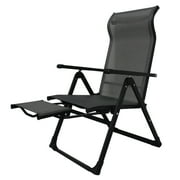 Caravan Sports Ergo+ Patio Folding Chair Gray, Flip Out Footrest, 300 LBS Weight Capacity, 7 Recline Positions