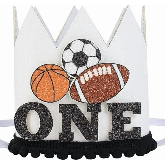 1st Sports Birthday Hat for Girls and Boys, 1st Birthday Crown Hat for Sports Themed First Birthday Party Decorations Supplies