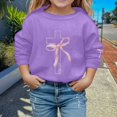 thumbnail image 2 of IWRICH Girls Sweatshirt Kids Cute Pink Bow Sweatshirts Teens Cross Graphic Long Sleeve Shirt Pullover Top Purple 150, 2 of 4