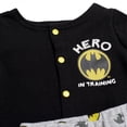 thumbnail image 2 of BATMAN Baby Boys Outfit with Snap Shirt and Baby Footed Pants Baby Boy Clothes Black/Grey/Yellow, 6-9M, 2 of 4