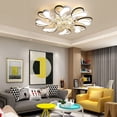 thumbnail image 3 of Miumaeov Modern Flower Chrome Crystal Flush Mount Chandelier Lighting LED Flush Mount Ceiling Light Crystal Bright Fixture for Living Room Dining Room Foyer L31" H6.3", 3 of 8