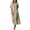 Khaki, variant on Horkkom Linen Dress Women Solid Color Crew Neck Short Sleeve Maxi Dresses Casual Flowy T Shirt Dress, S-2XL