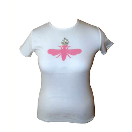My Flat in London White Short Sleeve Pink Crowned Queen Bee with Rhinestone T-Shirt - (Best Frat Rush Shirts)