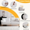 thumbnail image 3 of 83.5" Modern Loveseat Sofa, Upholstered Burlap Fabric 2-Seat Sofa Couch with Back Cushions and Pillow, love seat Small Space Sofa for Living Room Apartment Bedroom Dorm Office, Off-White, 3 of 9