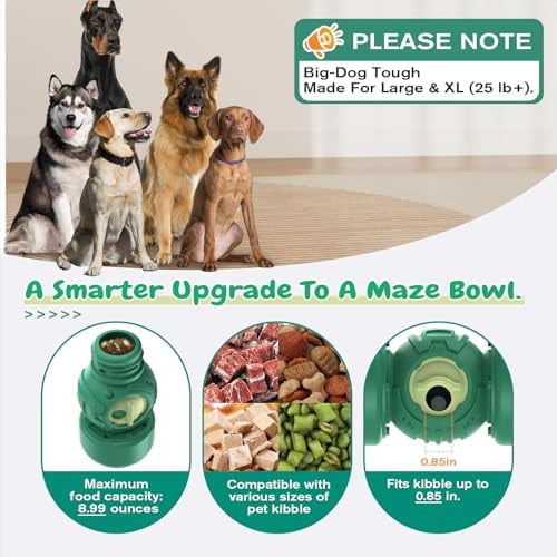 Roll Dog Treat Dispenser Toy, XL Size, Wobble Giggle, Adjustable Slow Feeder Puzzle for Medium & Large Dogs Enrichment Toy