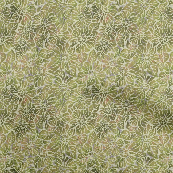 oneOone Georgette Viscose Olive Green Fabric Aian Batik Quilting Supplies Print Sewing Fabric By The Yard 42 Inch Wide