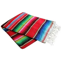 Leos Imports Traditional Mexican Serape Sarape Blanket Throw XL 84" x 55" Red