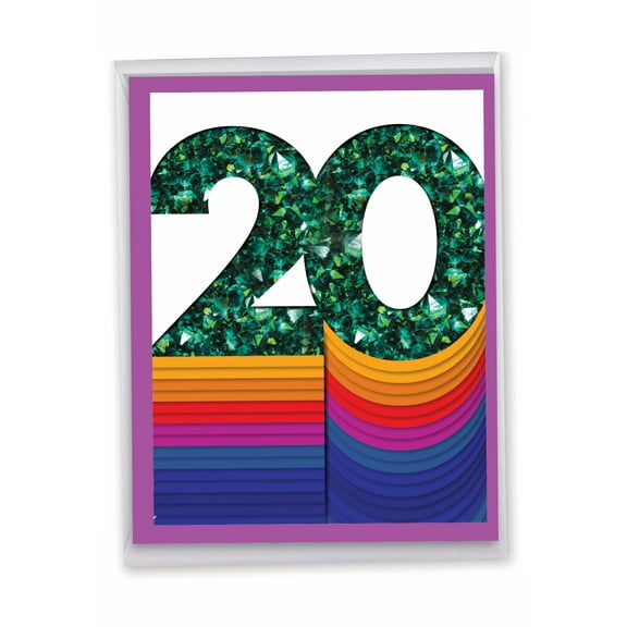 1 Big 20th Anniversary Card with Envelope (8.5 x 11 Inch) - Bold Milestones 20 J6110LMAG