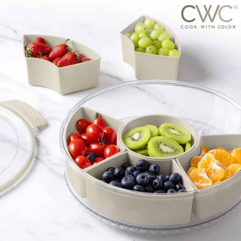 Cook With Color Round Snackle Box – 6-Compartment Serving Tray