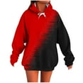 thumbnail image 2 of Chiccall Hoodies for Women Gradient Loose Fall Pullover Tops Drawstring Long Sleeve Sweatshirt Red S, 2 of 5