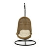 Noble House Ripley Wicker Hanging Chair with Stand in Light Brown and Beige