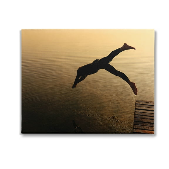 Stupell Industries Diving Off Dock Silhouette Novelty Photography Gallery Wrapped Canvas Art Print Wall Art, 20 x 16