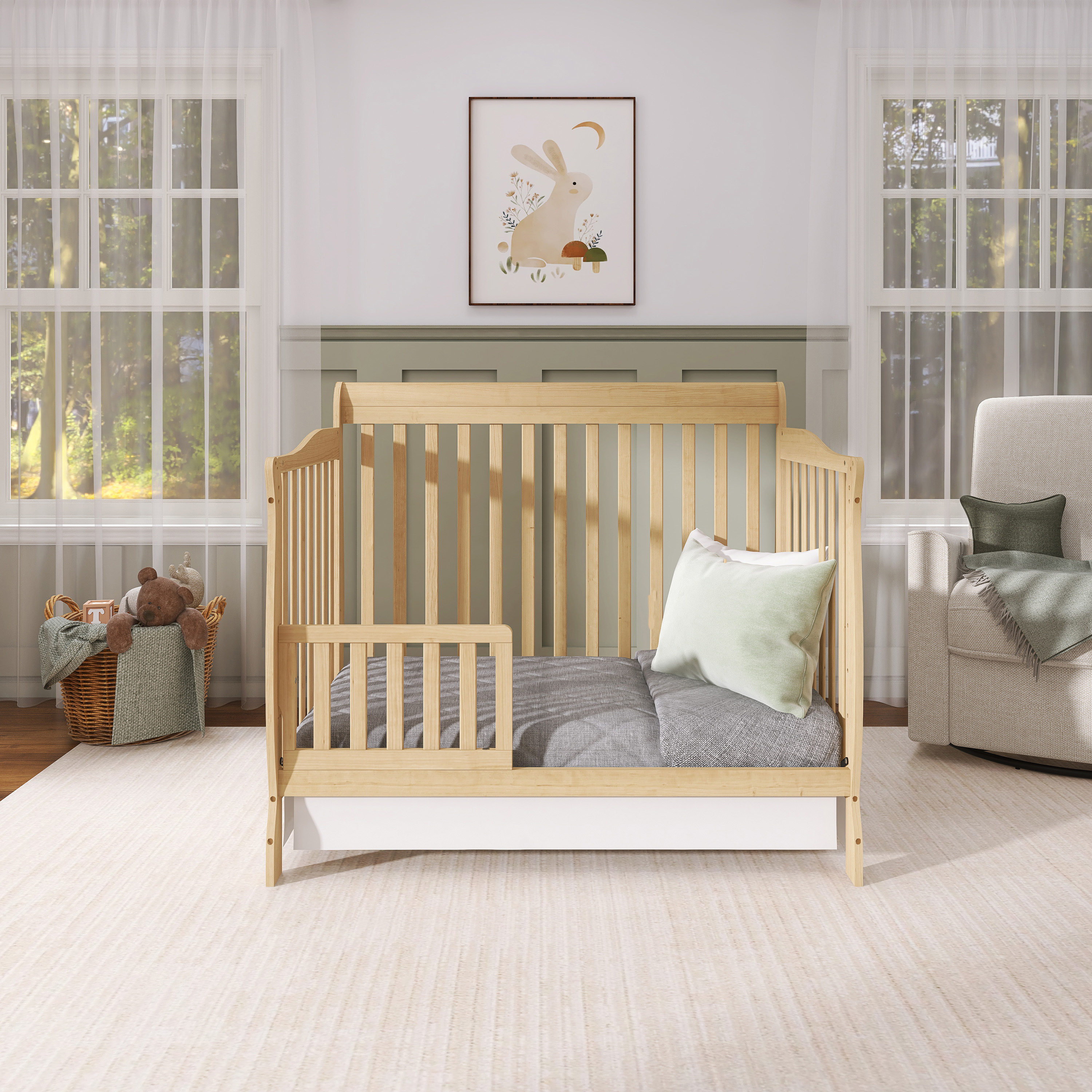 Dream On Me Ashton 5-in-1 Convertible Crib, Natural, Greenguard Gold and JPMA Certified