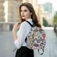 thumbnail image 6 of FORMRS Mini Backpack Purse for Women Travel Daypack Casual Shoulder Bag, White Doodle Pattern, 6 of 7