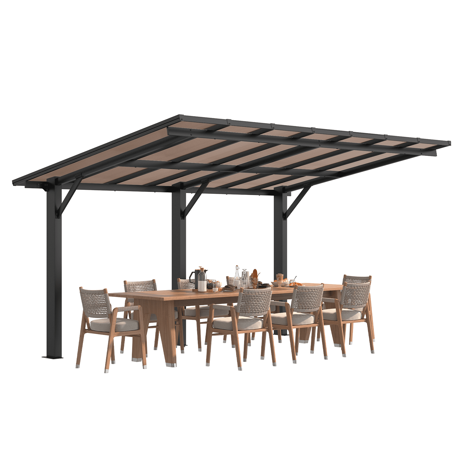 BaPiPro 14' x 10' Gazebo for Patio, Hard Top Lean to Gazebo Pergola Carport, Freestanding Shelter Pergolas and Gazebos Clearance with Patio Roof, Wall-Mounted Heavy Duty Awnings for Patio, Decks