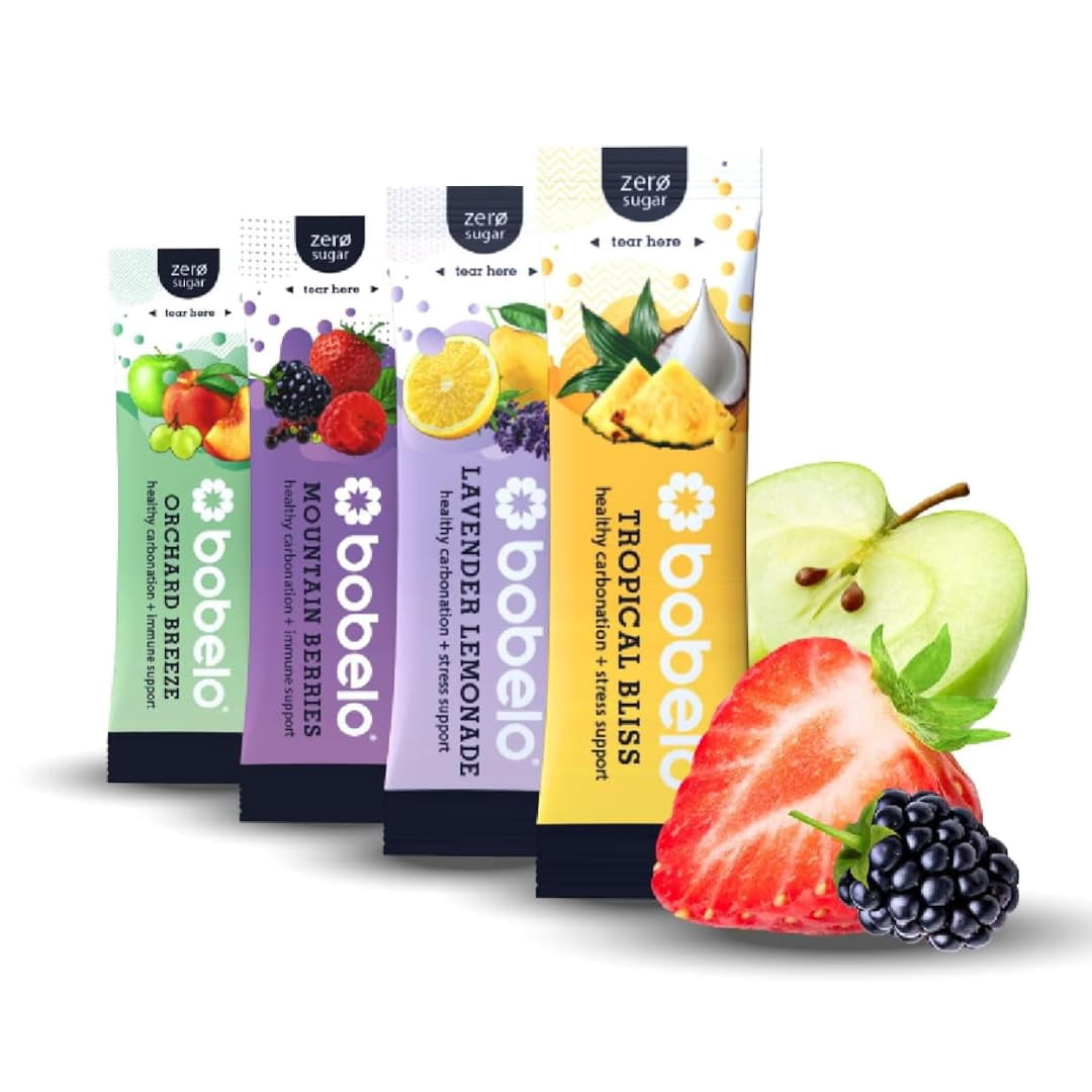 Bobelo 4 Flavor Variety pack, Powdered Immune & Stress Support Drink Mix, on-The-Go, 0.28 oz, 40 Ct