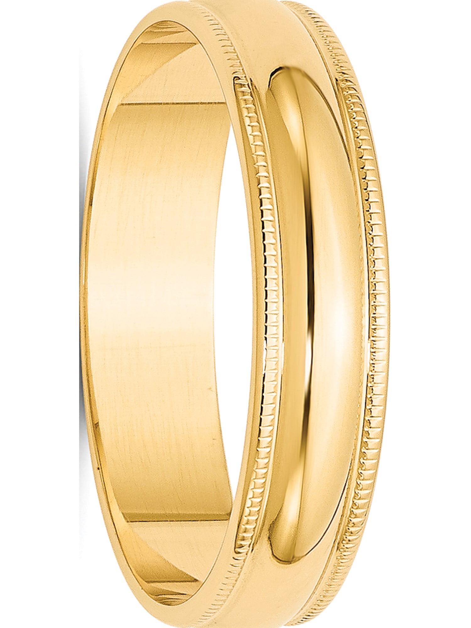 10k Yellow Gold 5mm LTW Milgrain Half Round Wedding Band Fine Jewelry Ideal Gifts For Women
