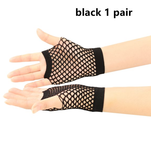 Fingerless Fishnet Mesh Gloves, Stretch Costume Party Club Gloves, Multiple Colors Available