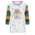 thumbnail image 4 of BOOMILK Mardi Gras Shirts for Women Plus Size Loose Fit 3/4 Sleeve Graphic Tees Round Neck Carnival Top T Shirt, 4 of 4