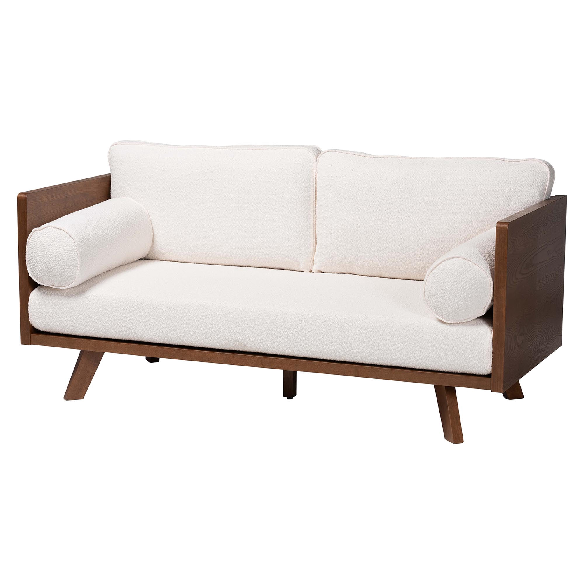 Baxton Studio Uriel Mid-Century Sofa, 2-Seater, Walnut Brown