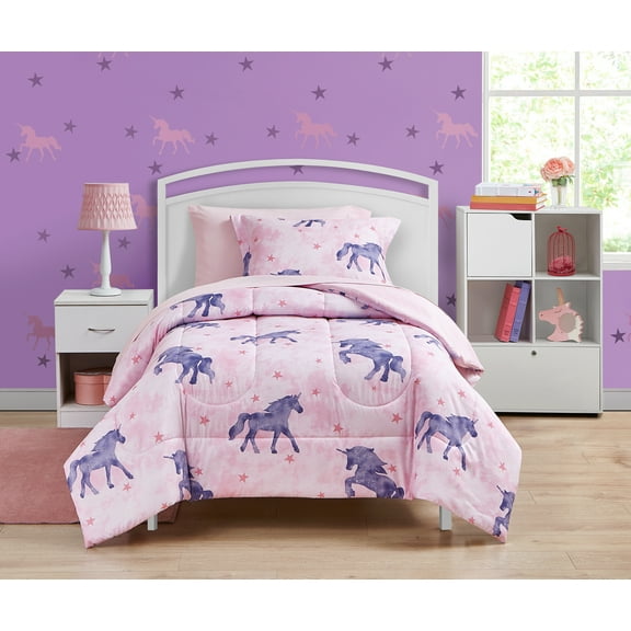 Your Zone Pink Unicorn Magic Bed-in-a-Bag, Multiple Sizes, Multiple Colors