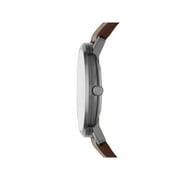 GEORGE Mens Watch: Gunmetal Case, Blue Easy Read Dial,Brown Vegan Leather Band (FMDOGE019)