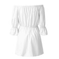 thumbnail image 2 of Guardurnaity Vestido de mujer con hombros descubiertos, ropa de color sólido, manga con volantes, vestido de otoño Vestidos Blanco M Guardurnaity AP003596-02, 2 of 6