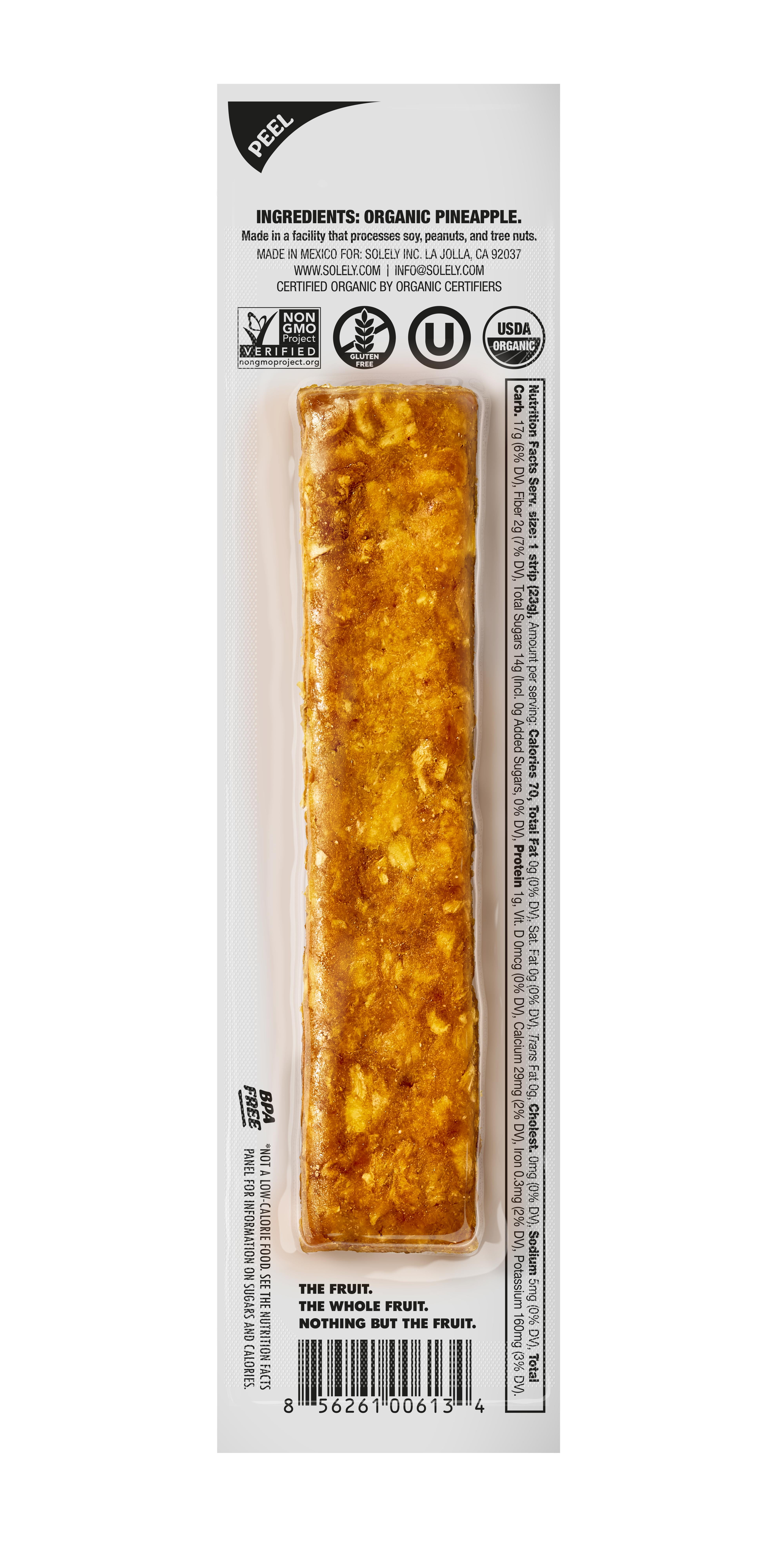 (4 pack) Solely Organic Pineapple Fruit Snack Jerky, Made with Real Fruit, 0.8 oz