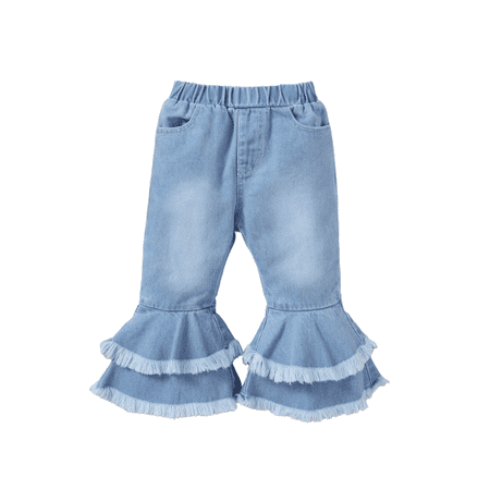 

Kucnuzki 12 Months Baby Girls Winter Pants Causal Pants 18 Months Elastic Solid Color Denim Cozy Trumpet Pants Elastic Solid Color Denim Cozy Trumpet Pants Light Blue