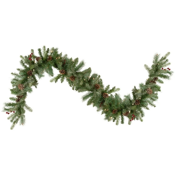Northlight 9' x 12 Pre-Lit Snowy Waterloo Pine Artificial Christmas Garland - Clear Lights