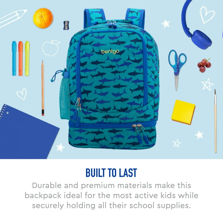 Bentgo Kids Prints 2-in-1 Backpack & Insulated Lunch Bag - Blue Shark