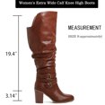 thumbnail image 3 of Love Steetly Women's Extra Wide Calf Knee High Boots, Slouchy Ruched Faux Leather, Double Buckle Accents, Chunky Block Heel Side Zipper Boots., 3 of 6