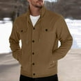 thumbnail image 2 of Corduroy Coat for Men Button Down Drawstring Stand Collar Casual Jackets with Pockets Fall Winter Outerwear (2XL, Brown), 2 of 6