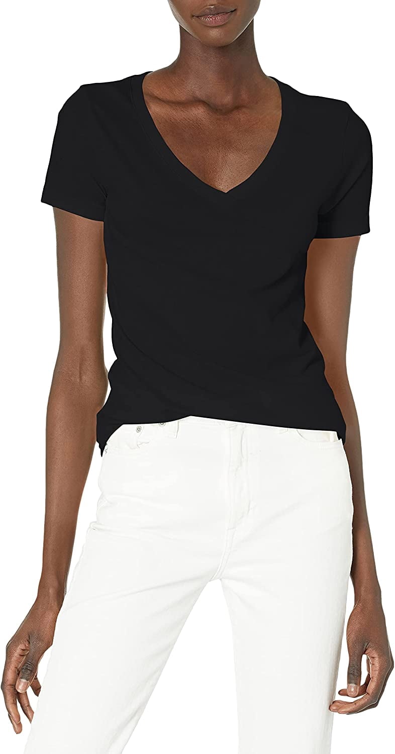 Women's Deep V-Neck Short Sleeve T-Shirt