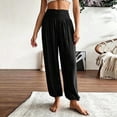 thumbnail image 5 of TaTaai Womens Solid Stretch Yoga Pants with Smocked Waist Loose Casual Trousers Bottoms for Daily Gym Workout, 5 of 9