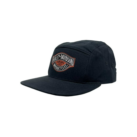 Harley-Davidson Men's Embroidered Credentials Flat Bill Camper Hat, Black, Harley Davidson