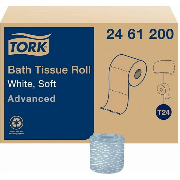 Advanced Toilet Paper Roll, White, Compatible with T24 Dispensers, 2-ply, Soft Tissue, 80 rolls x 500 sheets (2461200)