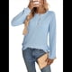thumbnail image 3 of Camiseta Informal de Punto de Larga con Cuello Redondo y Botones A Rayas para Mujer Azul XL, 3 of 9
