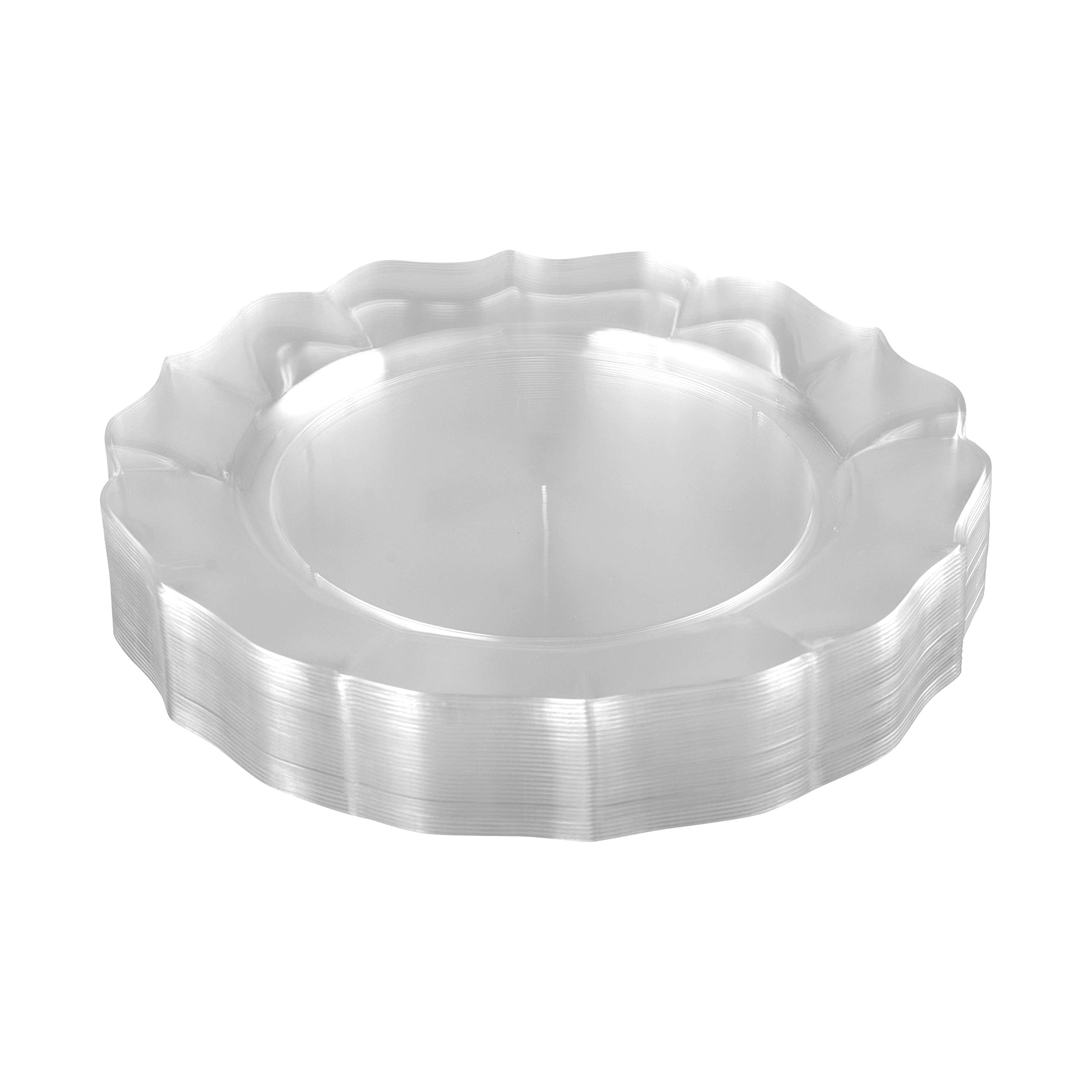 Clear Plastic Plates, Scalloped Rim Disposable Party Dinner Plates, 40 ...