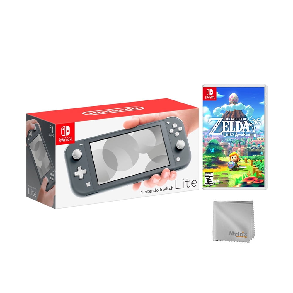 Nintendo Switch Lite Gray Bundle with The Legend of Zelda: Link&amp;#39;s Awakening NS Game Disc and Mytrix Microfiber Cleaning Cloth - 2019 New Game!