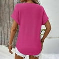 thumbnail image 4 of Delayuji Womens Knit Tops 2025 Spring Summer V Neck Shirts Casual Trendy Women's Blouses Basic Tee Pink S Polyester Short Sleeve Shirts for Women, 4 of 5