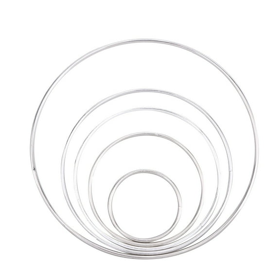 LOLIPPYY 5Pcs Silver Iron Rings Metal Craft Hoops for Framing Handwork Projects and Decorative Use