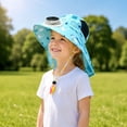 thumbnail image 5 of Kids Sun Hat, Solar Powered Fan Wide Brim Neck Flap UV Protection Mesh Sun Cap, Breathable Lightweight One Pack Cute Bunny Cartoon Design, For Boys Girls Toddlers Outdoor Hiking Camping Beach Summer, 5 of 5