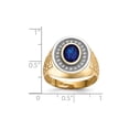 thumbnail image 4 of 14K Two-Tone Gold Ring Band Men's White Open Back Faceted Patterned Cubic Zirconia CZ Clear Oval Blue, 4 of 4
