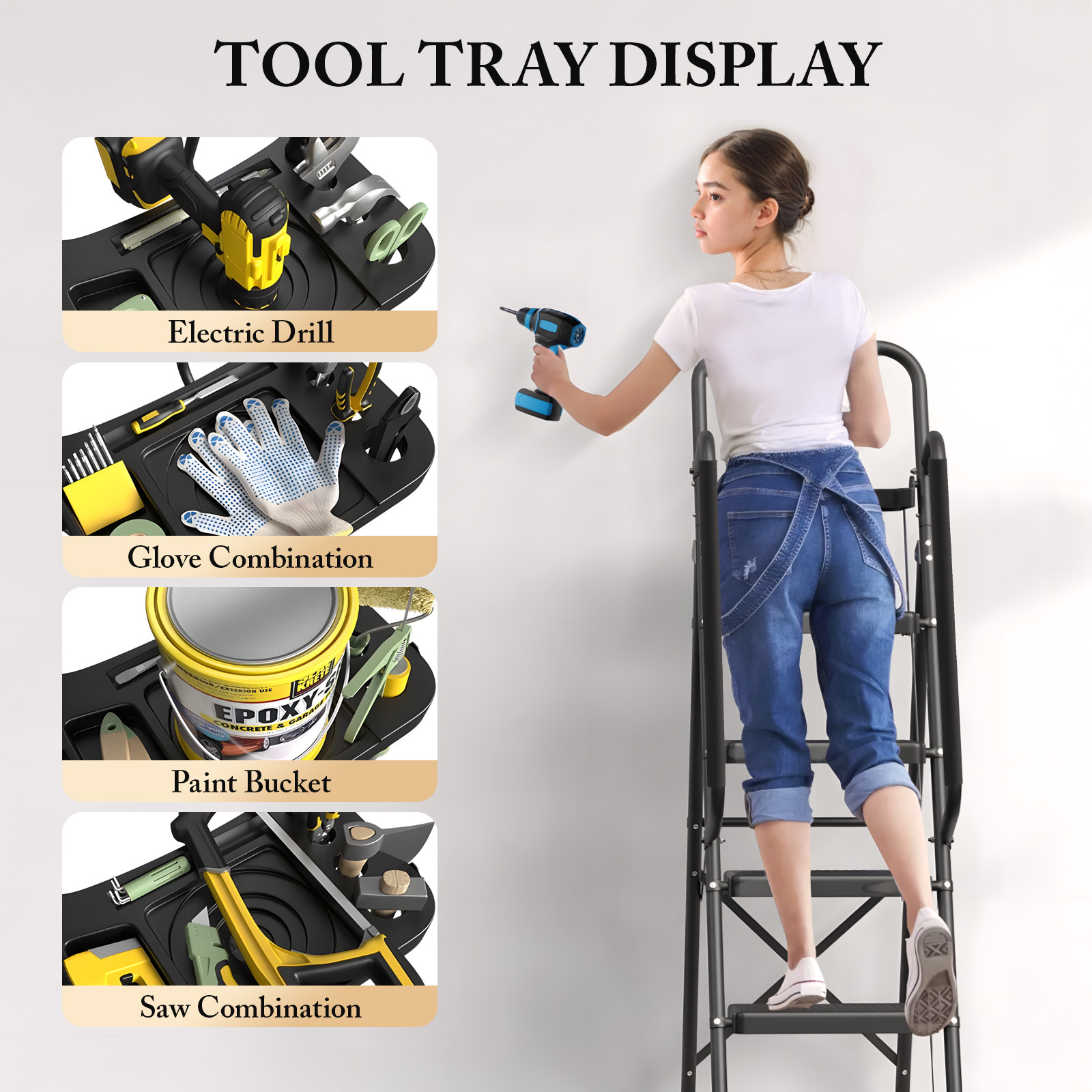UNTIMATY 5-Step Ladder with Handrails and Tool Tray photo 2